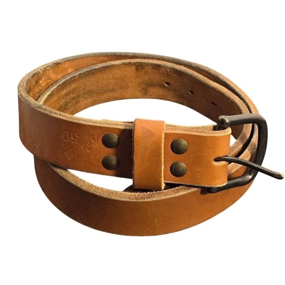Thirteen50 Leather Work Belt Mens 36 Tan Full Grain Leather Made in USA Buckle